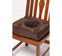 HOMESCAPES Ultimate Comfort Coccyx Cushion for Tailbone Pain Relief - Handmade Donut Pillow with Firm Support, Sciatica Relief, Hemorrhoid Cushion - Chocolate Faux Suede Chair Cushions with Ties