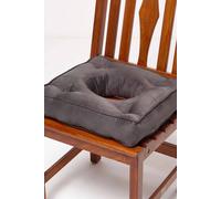 HOMESCAPES Ultimate Comfort Coccyx Cushion for Tailbone Pain Relief - Handmade Donut Pillow with Firm Support, Sciatica Relief, Hemorrhoid Cushion - Grey Faux Suede Chair Cushions with Ties