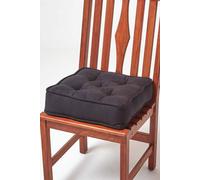 HOMESCAPES Black Dining Chair Booster Cushion Large Firm 40cm Square Seat Pad with Supportive 10cm Thick Lift Soft Touch Faux Suede Cushion For The Elderly, Post-Operative and Pregnancy