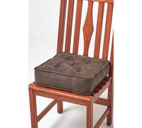 HOMESCAPES Brown Dining Chair Booster Cushion Large Firm 40cm Square Seat Pad with Supportive 10cm Thick Lift Soft Chocolate Faux Suede Cushion For The Elderly, Post-Operative and Pregnancy