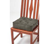 HOMESCAPES Grey Dining Chair Booster Cushion Large Firm 40cm Square Seat Pad with Supportive 10cm Thick Lift Luxury Soft Grey Faux Suede Cushion For The Elderly, Post-Operative and Pregnancy