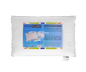 HOMESCAPES Feather and Super Microfibre Surround Pillow Soft Faux Goose Down Pillow with Firm Feather Core For Support and Comfort 100% Cotton Case Anti-Dust Mite and Hypoallergenic