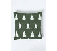 Homescapes Festive Alpine Tree Cushion Moss Green Woven Design Green