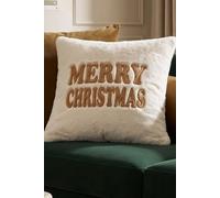 Festive Cushion Embroidered Holiday Greeting