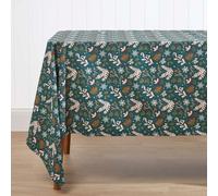 Homescapes Festive Forest 100% Cotton Green Christmas Tablecloth 137 X 178 Cm