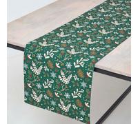 Homescapes Festive Forest Green Christmas Table Runner 35 X 180 Cm