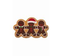 HOMESCAPES 35 x 68 cm Gingerbread Men Shaped Christmas Doormat - Natural Heavyweight Coir and Non-Slip PVC Backing, Premium Festive Welcome Mat for Contemporary Living, Artisanal Quality