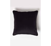 Homescapes Black Filled Velvet Cushion With Piped Edge 46 X 46 Cm