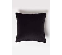 Filled Velvet Cushion with Piped Edge 46 x 46 cm Homescapes Black One Size