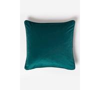 HOMESCAPES Dark Green Velvet Cushion 46 x 46 cm Super Soft Velvet Scatter Cushion with Piped Edge & Super Microfibre Cushion Insert Included Throw Pillow for Sofa or Bed