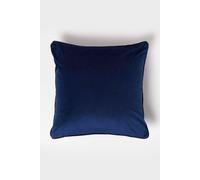Homescapes Filled Velvet Cushion With Piped Edge 46 X 46 Cm In Navy Navy