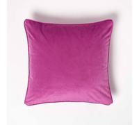 Homescapes Filled Velvet Cushion with Piped Edge 46 x 46 cm in Pink Homescapes Pink 46 x 46 cm