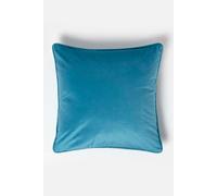 Homescapes Filled Velvet Cushion with Piped Edge 46 x 46 cm in Turquoise Homescapes Turquoise 46 x 46 cm