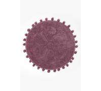 Homescapes Floral Bath Mat 100% Cotton with Pom Pom Edges in Pink Homescapes Pink