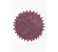 Floral Bath Mat 100% Cotton with Pom Pom Edges Homescapes Pink One Size