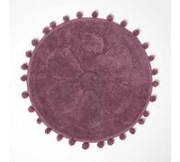 Homescapes Floral Bath Mat Blush Pink 100% Cotton With Pom Pom Edges
