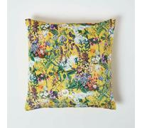 Homescapes Floral Botanical Garden Cushion 46 x 46 cm in Yellow Homescapes Yellow 46 x 46 cm