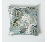 Homescapes Floral Butterfly Garden Grey Cushion 46 X 46 Cm