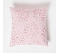 Homescapes Floral Daisy Lilac Tufted Cotton Cushion 45 X 45 Cm