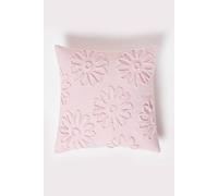 Homescapes Floral Daisy Tufted Cotton Cushion In Lilac Lilac