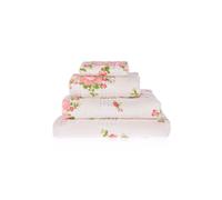 HOMESCAPES 100% Portuguese Cotton Cream Bath Towel Pink, Coral and Green Floral Pattern