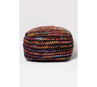 Folk Woven Bean Filled Pouffe Cube Square Homescapes Multi One Size