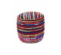 Folk Woven Bean Filled Pouffe Round Homescapes Multi One Size