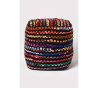 Homescapes Folk Woven Bean Filled Pouffe Square Multi