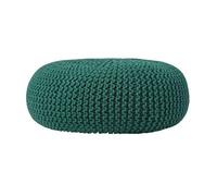 Homescapes Forest Green Large Round Cotton Knitted Pouffe Footstool