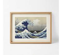 Homescapes Framed Japanese Wave Wall Art, 30 x 40cm in Blue | Size: 30 x 40 cm Homescapes Blue 30 x 40 cm