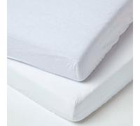 (White, 60 x 120 cm) Linen Fitted Cot Sheet, Pack of 2