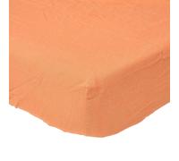 Luxury Soft Plain Linen Fitted Sheet 12 inch Deep Homescapes Burnt Orange Super King Fitted