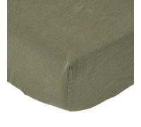 Homescapes Luxury Soft Plain Linen Deep Fitted Sheet 18 Inch Deep In Green Green Single Fitted