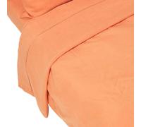 HOMESCAPES French Flax Linen Flat Sheet - Burnt Orange - King
