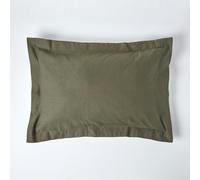 HOMESCAPES French Flax Linen Oxford Pillowcase, King Size - Khaki Green