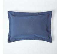 HOMESCAPES Luxury Soft Linen Oxford Pillowcase Plain Navy Blue Textured Natural French Flax Fibre Linen & Pure 100% Cotton Blend Dark Blue King Size Oxford Style Pillowcase