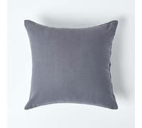 HOMESCAPES French Flax Linen Pillowcase, European Size - Dark Grey - 80 x 80 cm