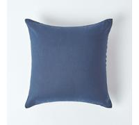 HOMESCAPES French Flax Linen Pillowcase, European Size - Navy Blue - 60 x 60 cm