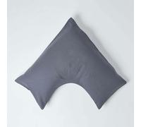 HOMESCAPES French Flax Linen V Shaped Pillowcase - Dark Grey