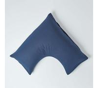 HOMESCAPES French Flax Linen V Shaped Pillowcase - Navy Blue