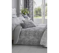HOMESCAPES Luxury Toile Duvet Cover Set Grey & White French Damask Style Bedspread Cotton Rich 200 Thread Count Duvet Cover with Matching Pillowcases Reversible Stripe Pattern, Single