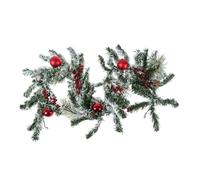 HOMESCAPES Frosted Artificial Christmas Garland with Red Baubles