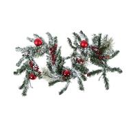 Homescapes Frosted Artificial Christmas Garland with Red Baubles