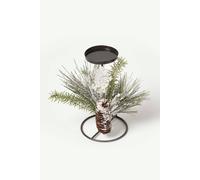 Homescapes Frosted Artificial Pine Branch Christmas Candle Holder In Green Green One Size
