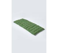 HOMESCAPES Olive Green Garden Bench Cushion 2 Seater Seat Pad for Patio Furniture Kitchen or Dining Bench Indoor & Outdoor Use Comfortable 100% Cotton Modern Tufted Style Thick Cushion 108cm Wide
