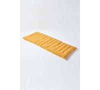 HOMESCAPES Mustard Yellow Garden Bench Cushion 2 Seater Seat Pad for Patio Furniture Kitchen or Dining Bench Indoor & Outdoor Use Comfortable 100% Cotton Modern Tufted Style Thick Cushion 108cm Wide