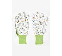 Homescapes Green and White Gardening Gloves with Floral Bee Design