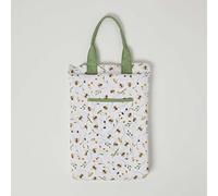 HOMESCAPES Gardening Kneeling Pad with Bee Floral Design Green & White Foam Filled Waterproof Gardening Kneeler Cushion with Pocket & Carry Handles
