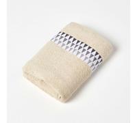 Homescapes Geometric 100% Cotton Hand Towel, Beige
