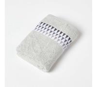 HOMESCAPES Geometric Pattern Grey Hand Towel 100% Cotton Super-Absorbent & Soft Small Guest Towel with Retro Design